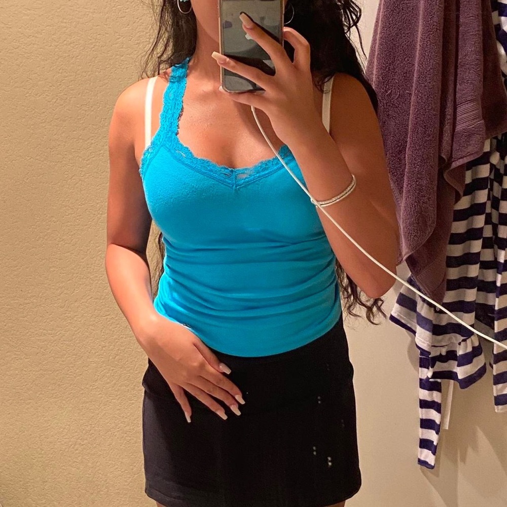 2000s electric blue lace Hollister tank